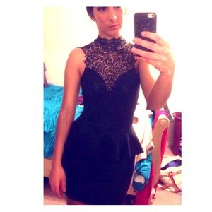 Black, mini, lace dress